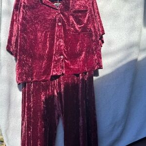 Stars Above Velvet Burgundy Pajama Set